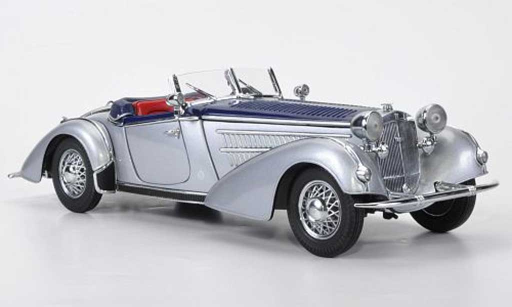 Horch 855 1/18 Sun Star Roadster grijs metallic/ blauw 1939 modelauto