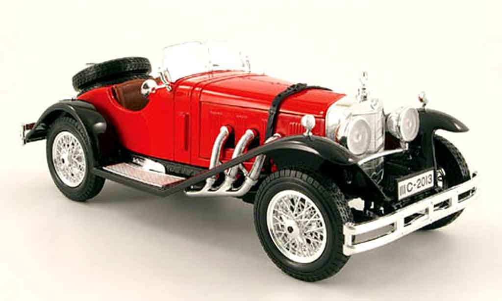 Mercedes SSK 1/18 Burago rood zwart modelauto