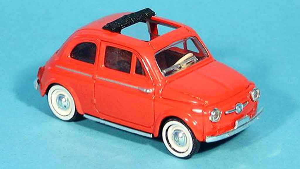 Fiat 500 1/43 Solido rood offen 1957 modelauto