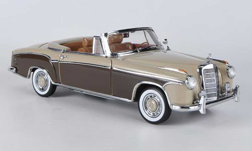 Mercedes 220 1/18 Sun Star SE Cabriolet beige/bruin 1958 modelauto