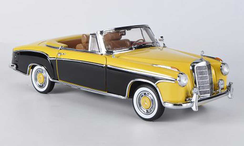 Mercedes 220 1/18 Sun Star SE Cabriolet geel/zwart 1958 modelauto