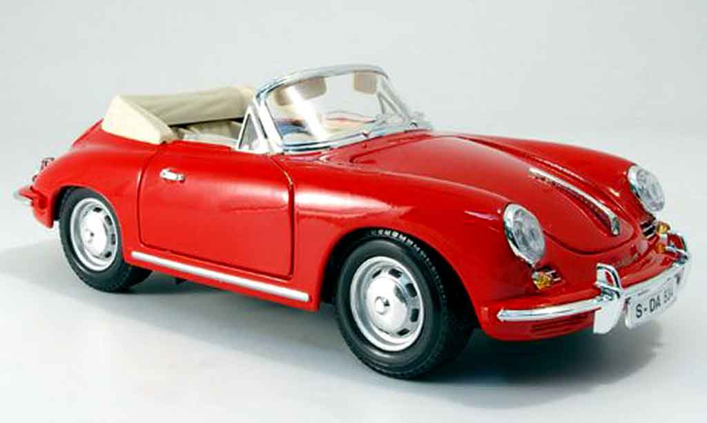 Porsche 356 1961 1/18 Burago 1961 B cabriolet rood modelauto