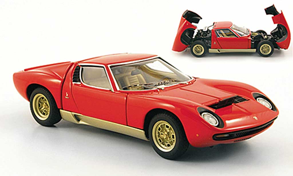Lamborghini Miura SV 1/43 Autoart SV rood/gold modelauto