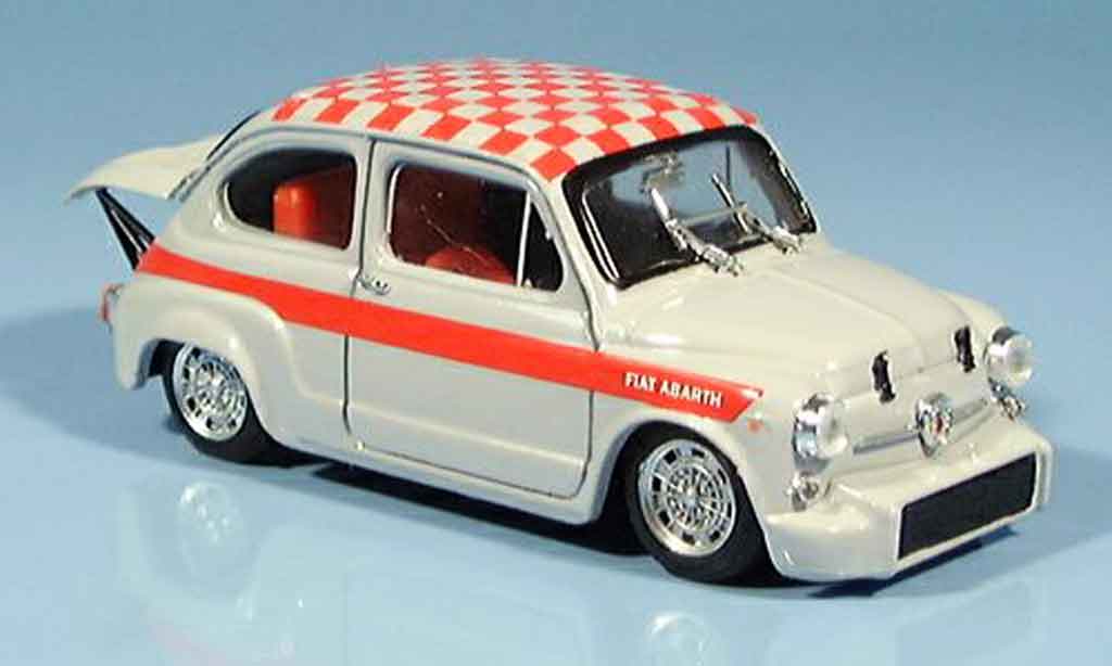 Fiat Abarth 1000 1/43 Brumm Berlina rood grijs 1966 modelauto