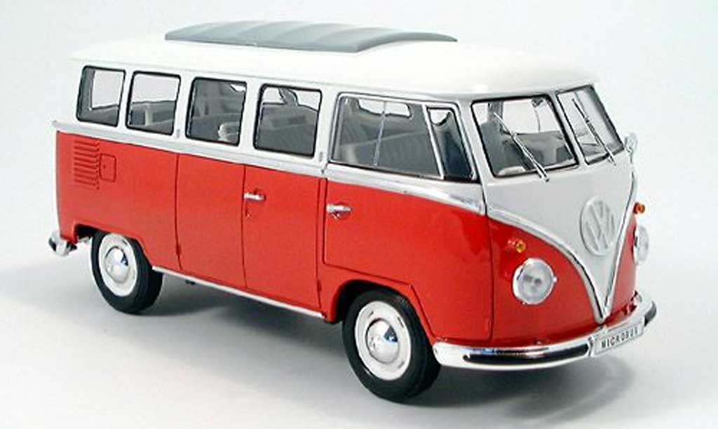 Volkswagen Combi 1/18 Spark bus rood/wit 1962 modelauto