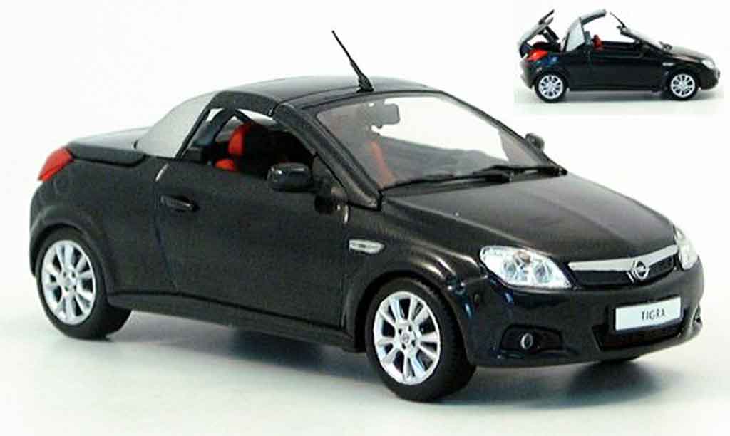 Opel Tigra 1/43 Minichamps twin top zwart funktionsfahiges verd 2004 modelauto
