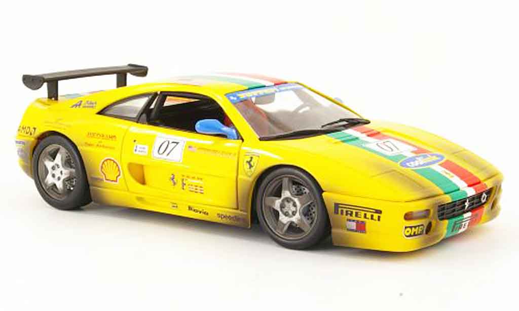 Ferrari F355 Berlinetta 1/18 Hot Wheels Sedantta challenge geel modelauto
