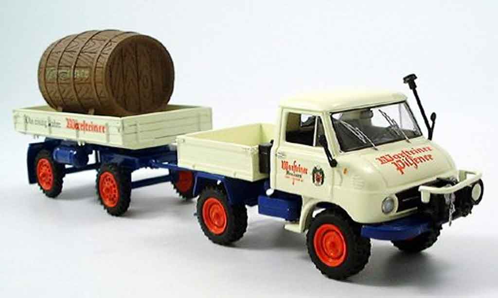 Mercedes Unimog 1/43 Schuco 411 Hangerzug Warsteiner modelauto