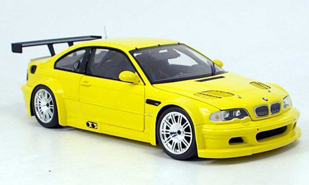 Bmw M3 E46 1/18 Minichamps GTR E46 street geel 2001 modelauto
