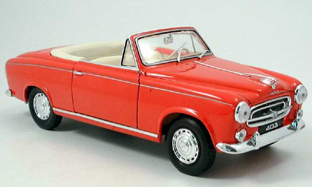 Peugeot 403 Cabriolet 1/18 Welly Cabriolet rood 1957 modelauto