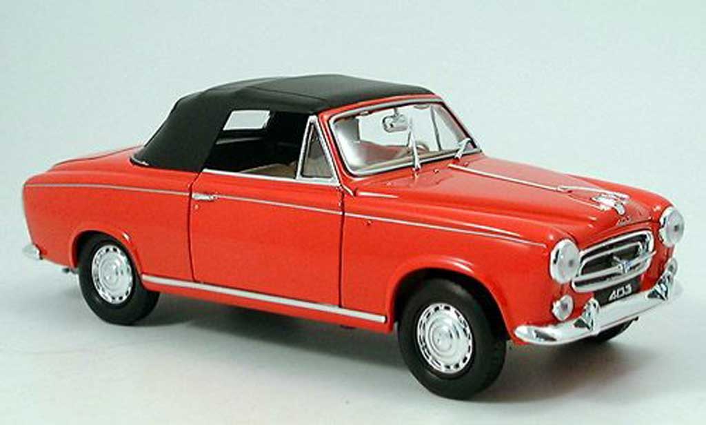 Peugeot 403 Cabriolet 1/18 Welly Cabriolet rood 1957 avec capote modelauto