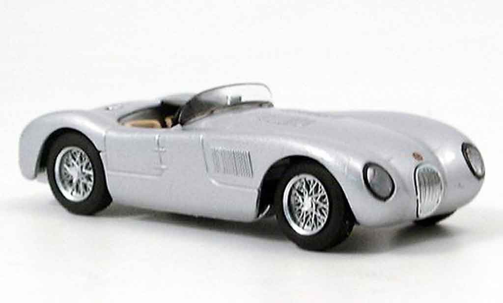 Jaguar C-Type 1/43 Brumm stradale grijs metallic modelauto
