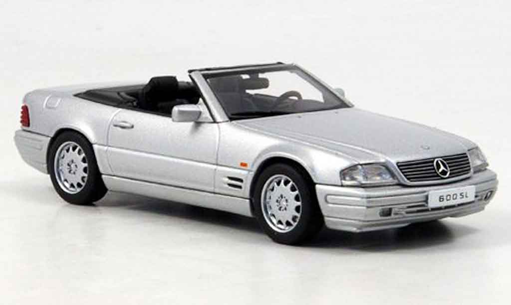 Mercedes 600 SL 1/43 Autoart SL (R129) Cabrio grijs metallic modelauto