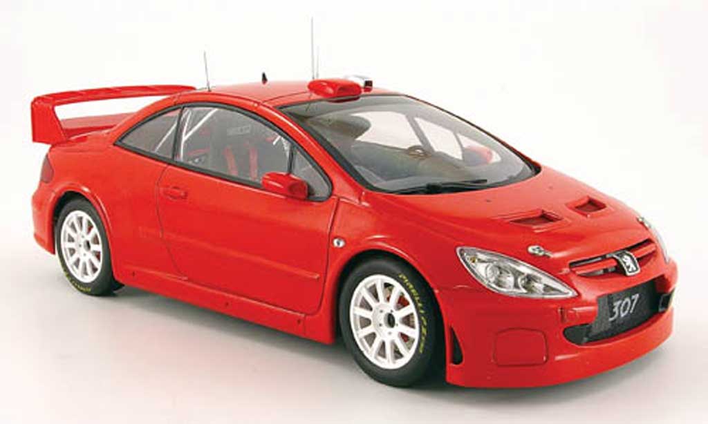 Peugeot 307 WRC 1/18 Autoart WRC rood plain body version 2005 modelauto