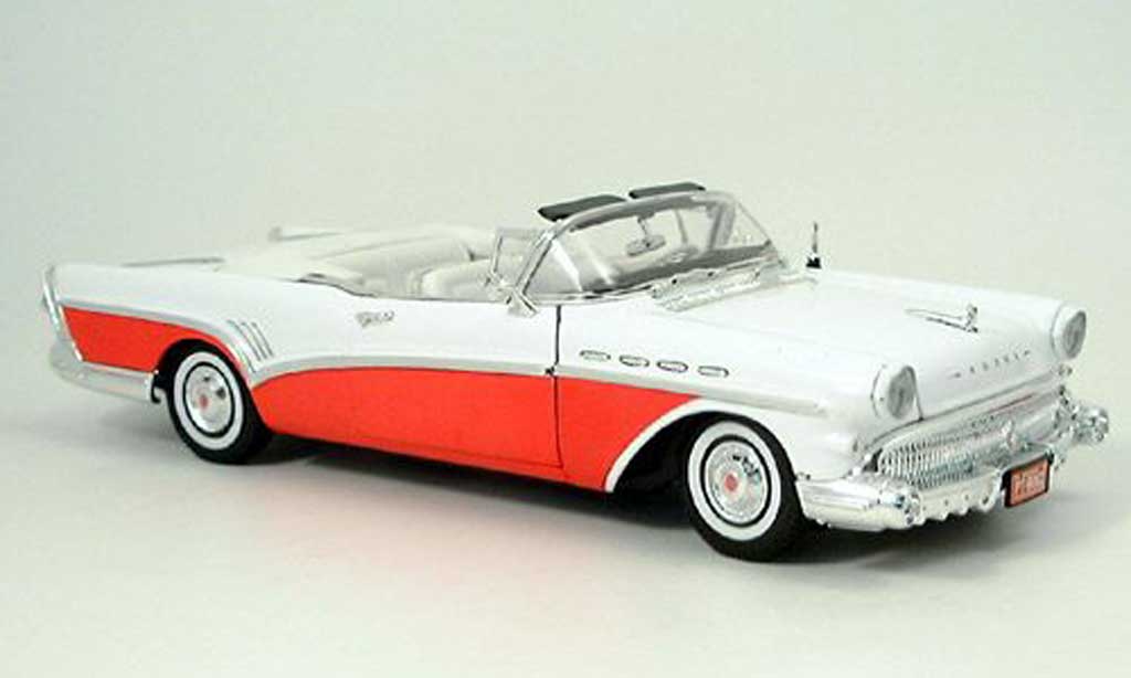 Buick Roadmaster 1/18 Motormax rood-wit 1957 modelauto