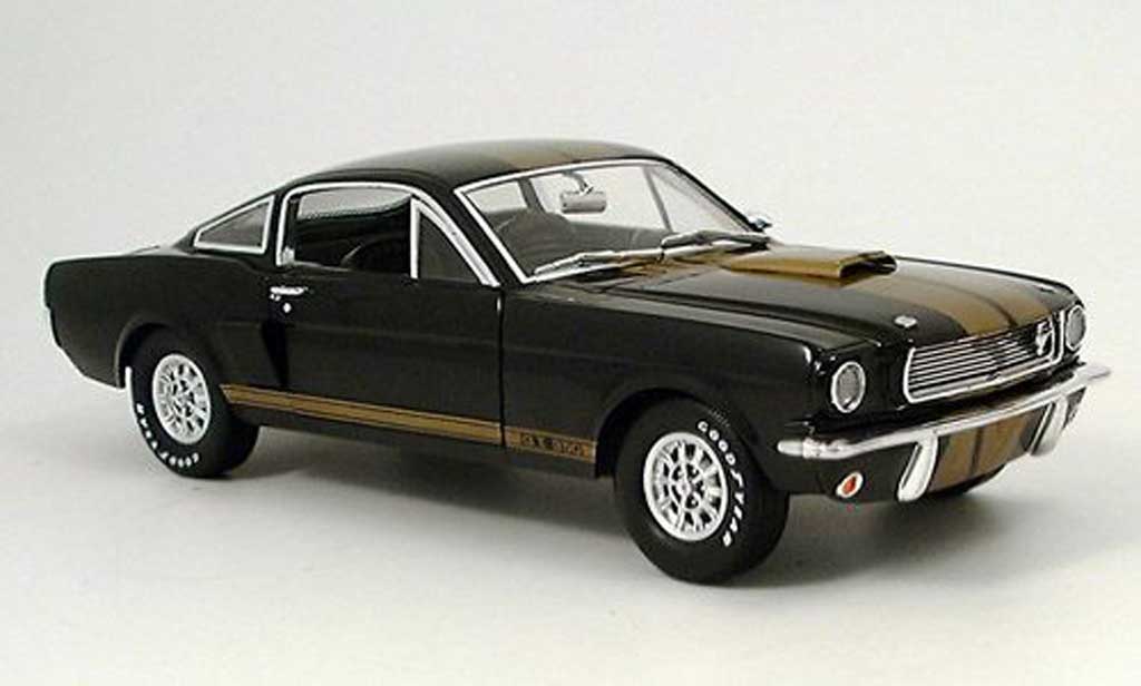 Shelby GT 350 1966 1/18 Shelby Collectibles 1966 h zwart avec bandes or hertz modelauto
