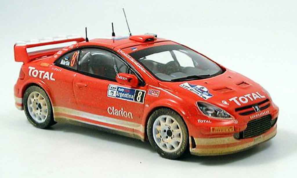 Peugeot 307 WRC 1/43 IXO WRC no.8 rallye zilverine 2005 modelauto