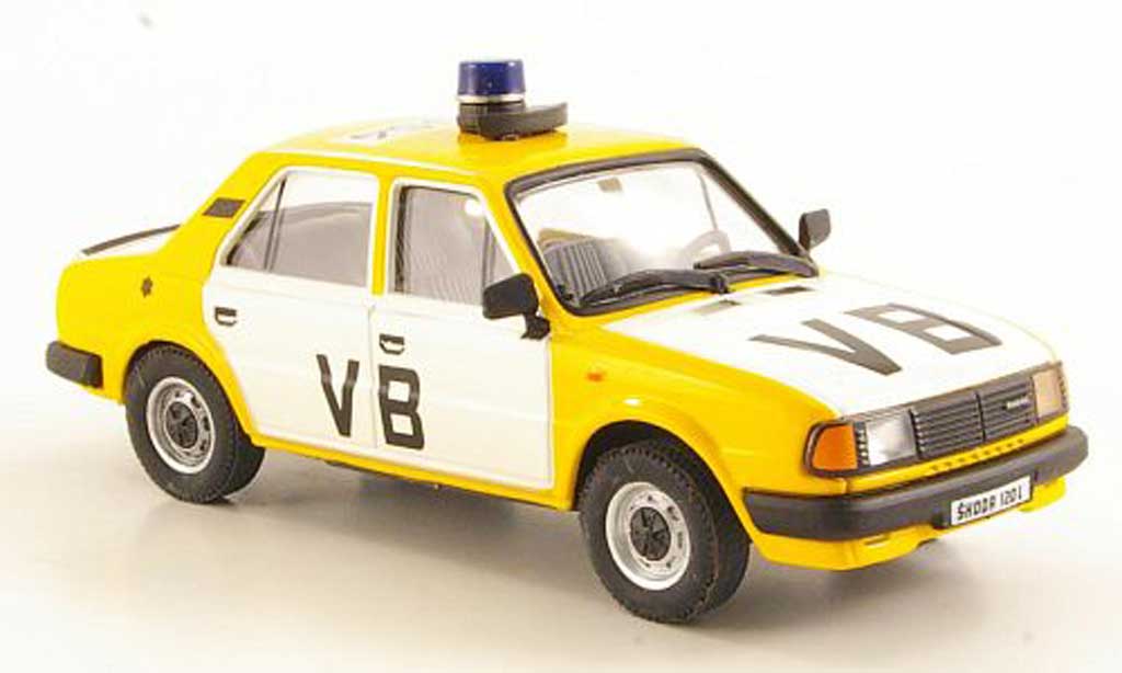 Skoda 120 1/43 Abrex L VB wit/geel 1986 modelauto
