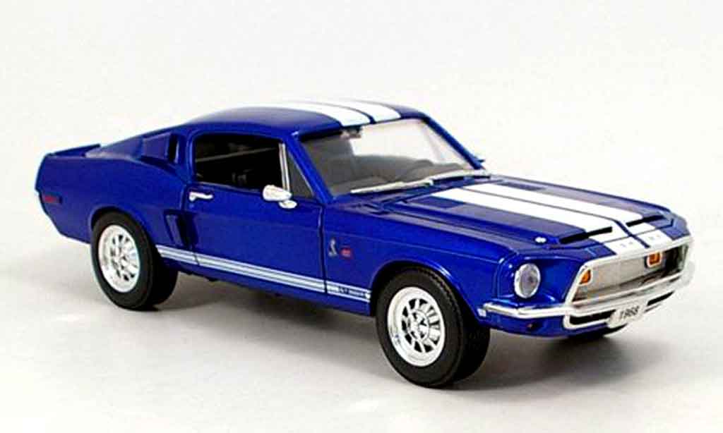 Shelby GT 500 1/18 Yat Ming kr blauw avec bandes wits 1968 modelauto