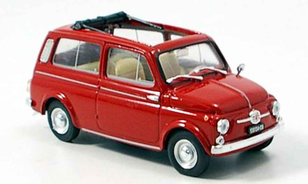 Fiat 500 1/43 Brumm Giardiniera rood 1960 modelauto