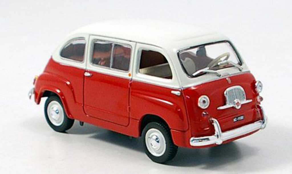 Fiat 600 1/43 Norev Multipla rood-wit 1963 modelauto