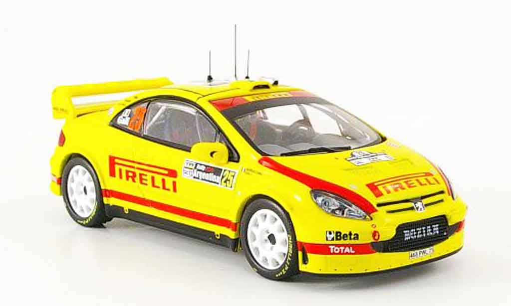 Peugeot 307 WRC 1/43 IXO WRC no.25 pirelli rallye zilverine 2006 modelauto