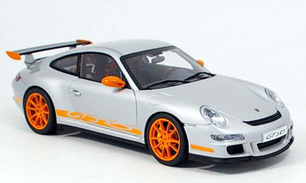 Porsche 997 GT3 RS 1/18 Autoart GT3 RS 2006 grijs-oranje modelauto