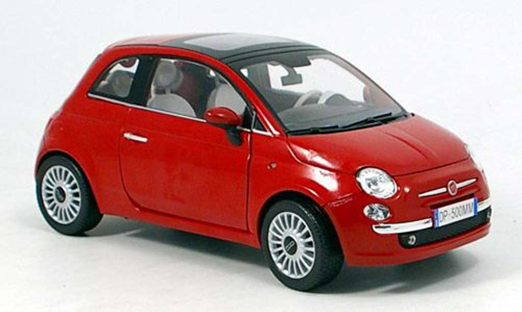 Fiat 500 1/18 Mondo Motors New rood 2007 modelauto