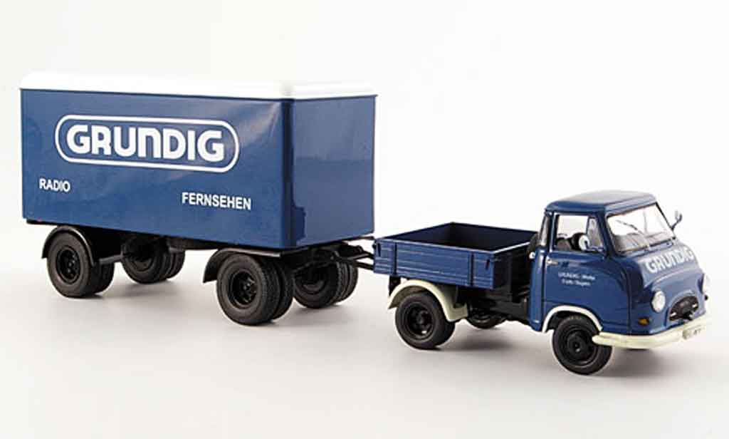 Hanomag Kurier 1/43 Schuco Enser Grundig avec Kastenhanger modelauto