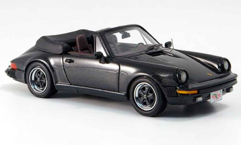 Porsche 930 1/43 Neo Carrera Cabrio zwart US Version 1985 modelauto