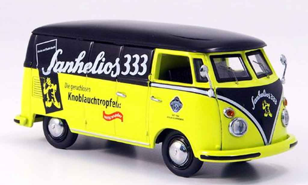 Volkswagen Combi 1/43 Schuco t 1 kasten sanhelios 333 zwart geel modelauto
