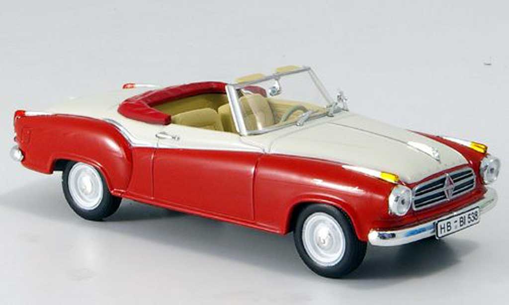 Borgward Isabella 1/43 Norev Cabriolet rood/wit 1958 modelauto