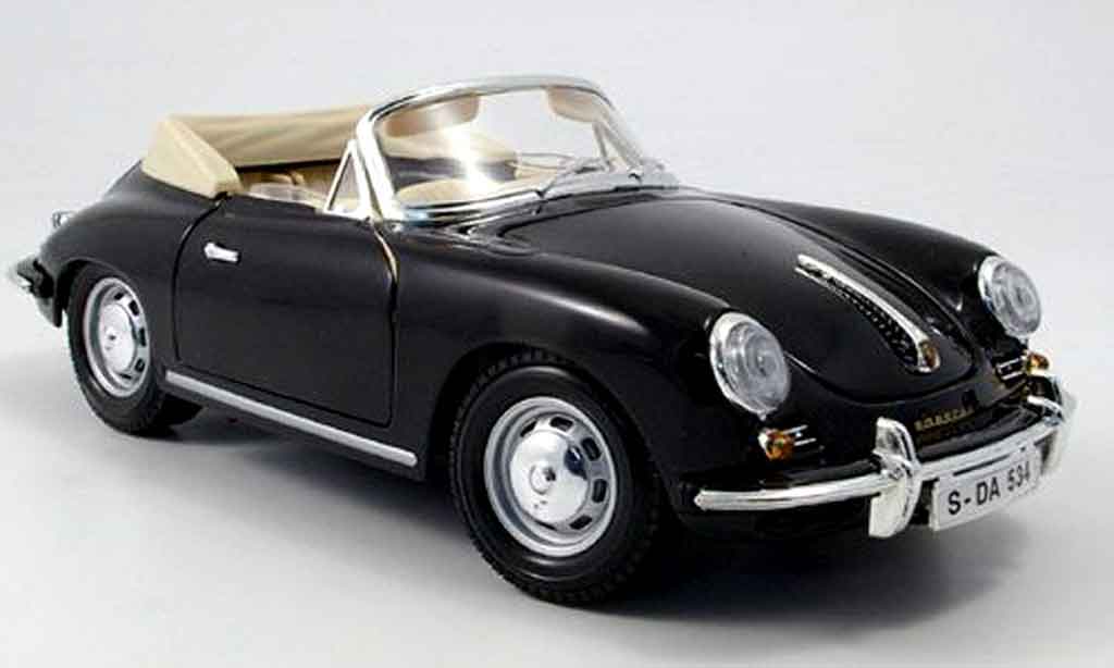 Porsche 356 1961 1/18 Burago 1961 B cabriolet zwart modelauto