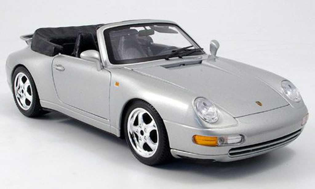 Porsche 993 Cabriolet 1/18 Burago Cabriolet Carrera grijs modelauto