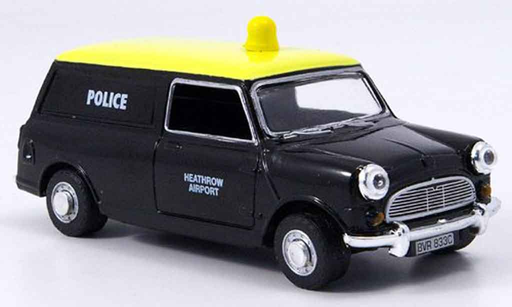 Austin Mini Van 1/43 Oxford zwart geel politie Heathrow Politie modelauto