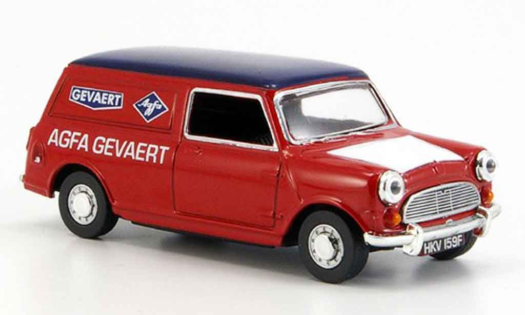 Austin Mini Van 1/43 Oxford rood blauw Agfa Gevaert modelauto