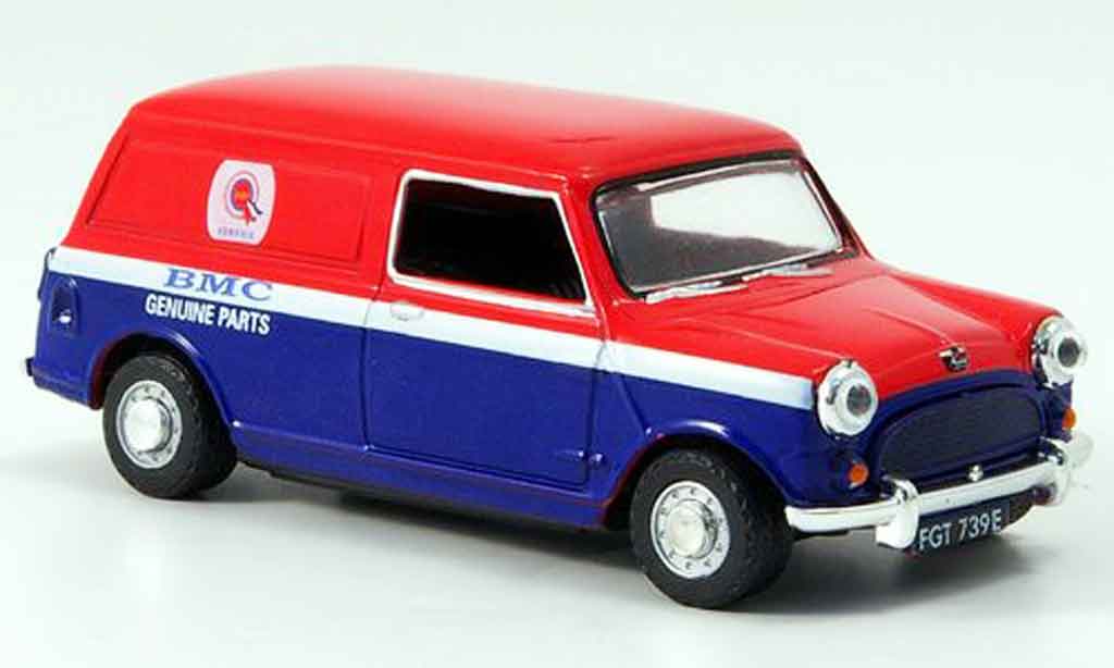Austin Mini Van 1/43 Oxford rood blauw BMC Parts Kasten modelauto