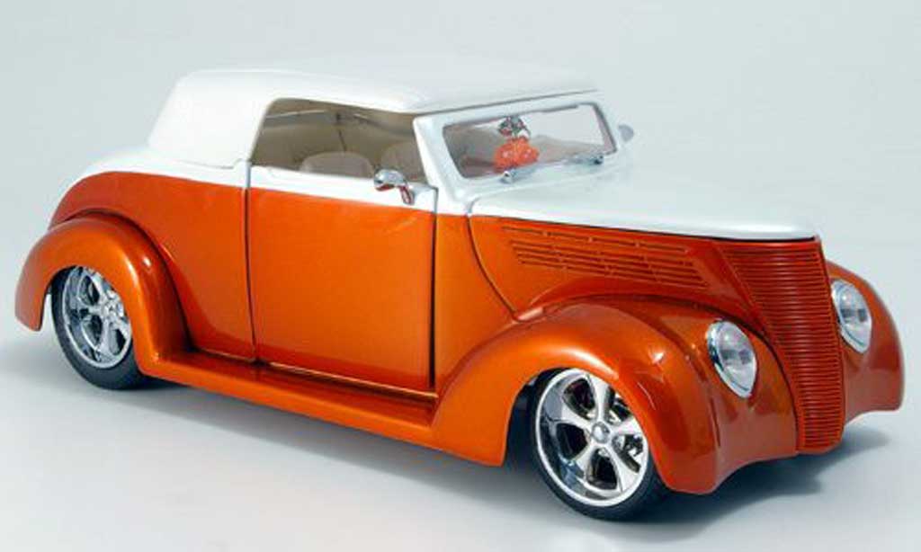 Ford Hot Rod 1/18 Yat Ming cabriolet oranje-met./wit geschlossen 1937 modelauto