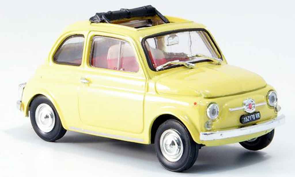Fiat 500 1/43 Brumm F geel geoffnetes Faltdach 1965 modelauto