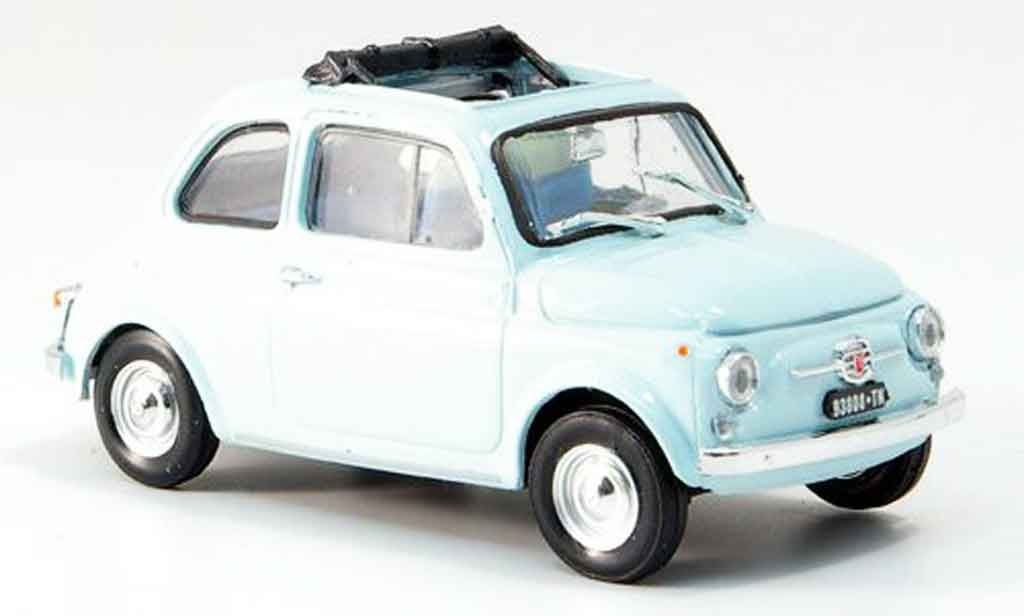 Fiat 500 1/43 Brumm F blauw geoffnetes Faltdach 1965 modelauto