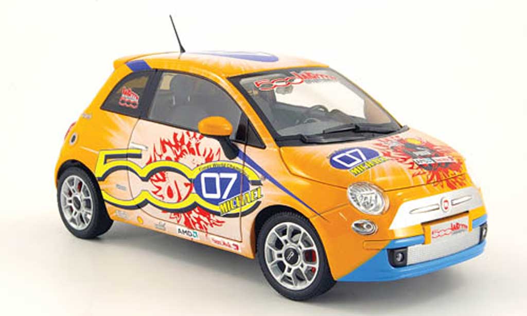 Fiat 500 Schumacher 1/18 Norev Schumacher michael oranje wroom version 2008 modelauto