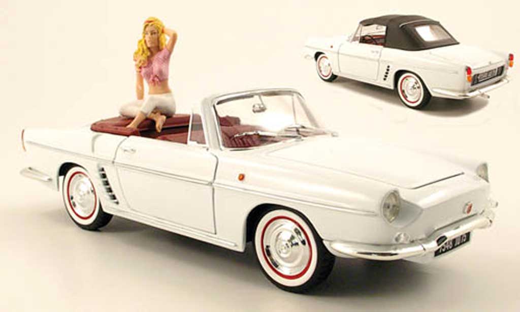 Renault Floride 1/18 Norev wit 1958 avec figurine de b.bardot et capote de toit amovible modelauto