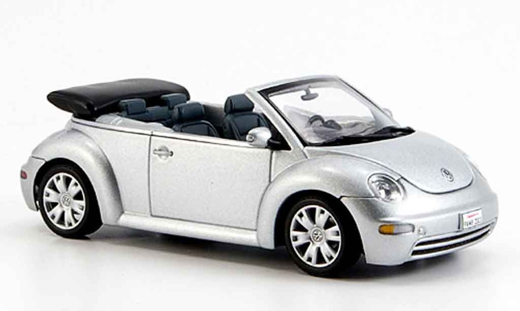Volkswagen New Beetle 1/43 Autoart cabriolet grijs metallic geoffnetes verdeck modelauto