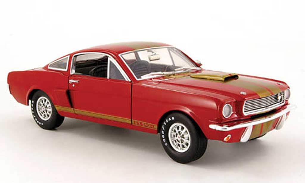 Shelby GT 350 1966 1/18 Shelby Collectibles 1966 h rood avec bandes or hertz modelauto