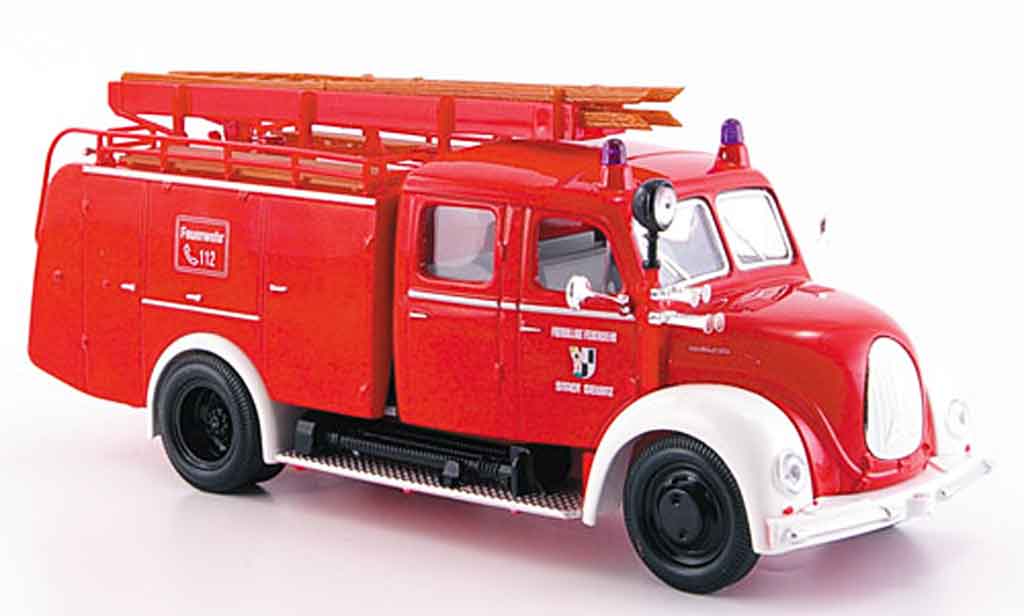 Magirus TLF 16 1/43 Yat Ming Merkur rood wit pompier modelauto