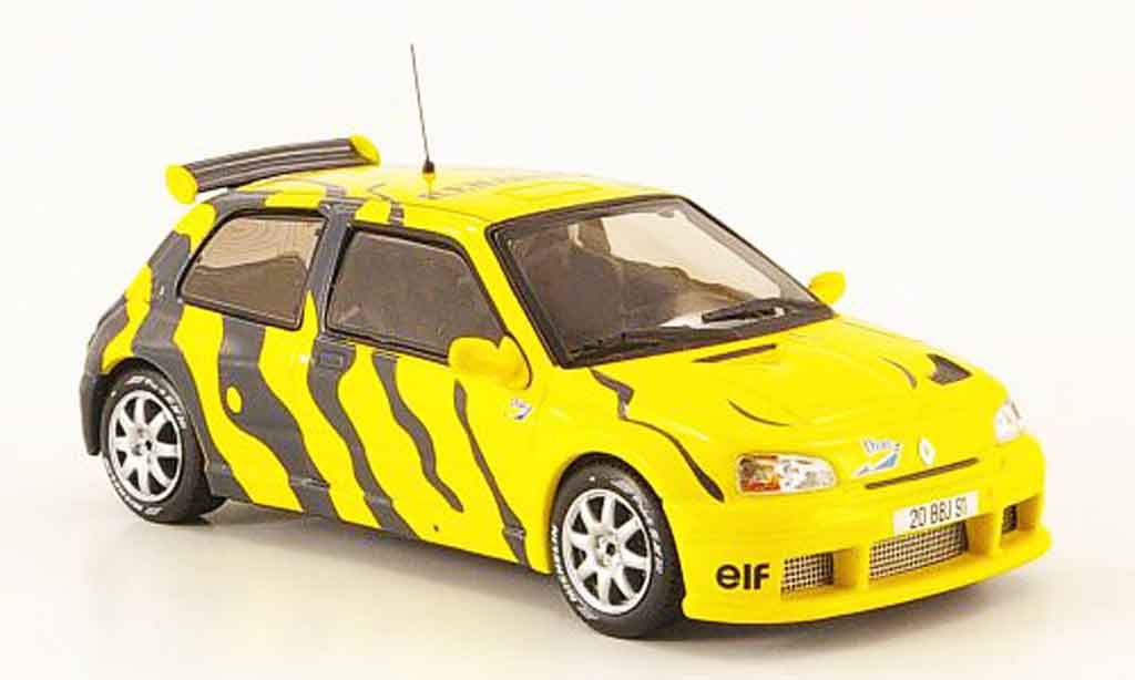 Renault Clio 1/43 IXO maxi test car geel grijs 1995 modelauto