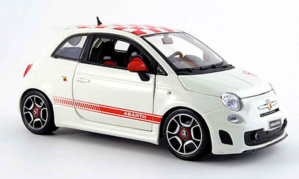 Fiat 500 Abarth 1/18 Burago Abarth rood-wit 2007 modelauto