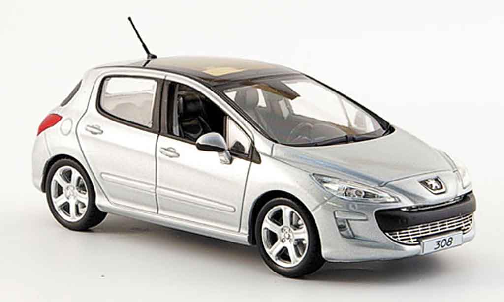 Peugeot 308 1/43 Norev feline grijs 5portes 2007 modelauto