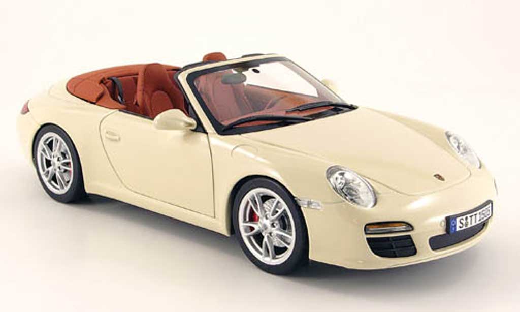 Porsche 997 Carrera 1/18 Norev Carrera cabriolet creme wit 2008 modelauto