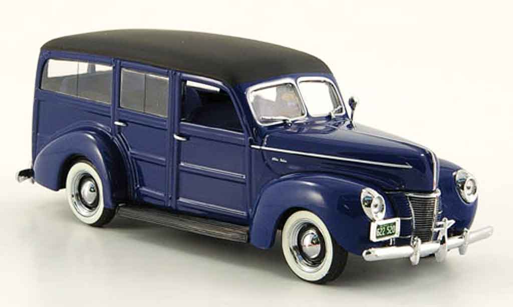 Ford 1940 1/43 Minichamps V8 De Luxe Woody blauw modelauto